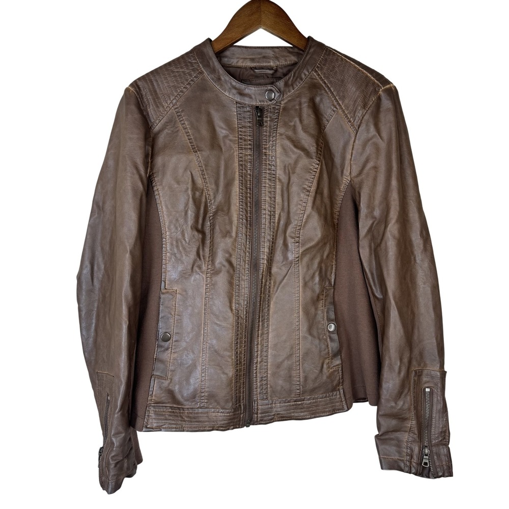 Sebby Collection Jacket Womens Large Faux‎ Leather Moto Zip Pocket Biker Moto